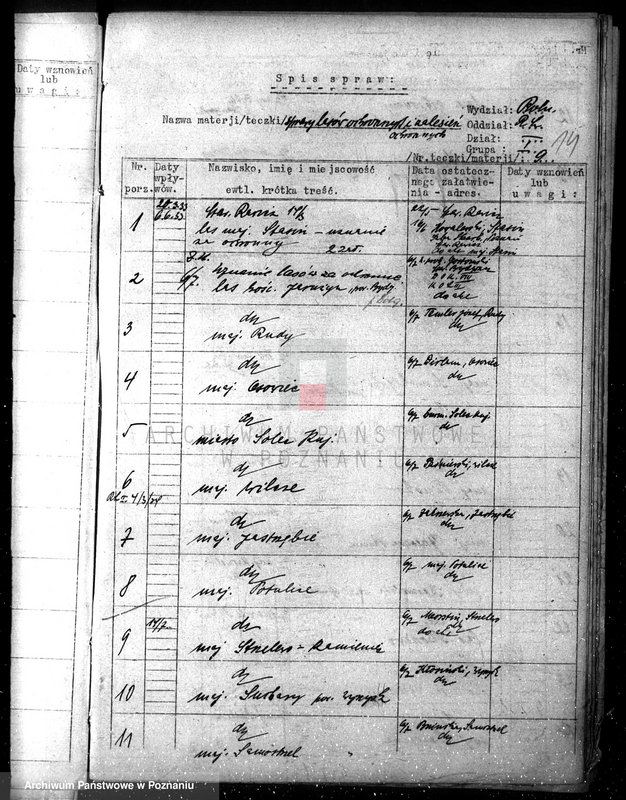 Obraz 18 z jednostki "Zagospodarowanie i ochrona lasów nie stanowiących własności państwa /spisy spraw- grupa I materie 1-21/"