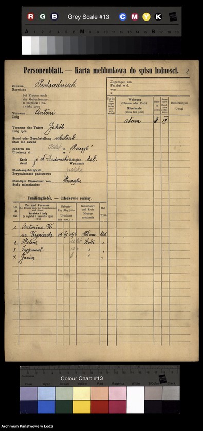 Obraz 3 z jednostki "[Spis ludności Łodzi] Podsadnik-Pokrzywa"