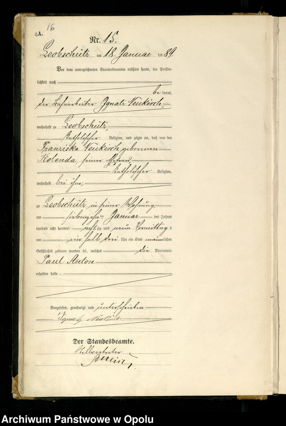 image.from.unit.number "[Urząd Stanu Cywilnego w Głubczycach. Ksiega urodzeń za rok 1889]"