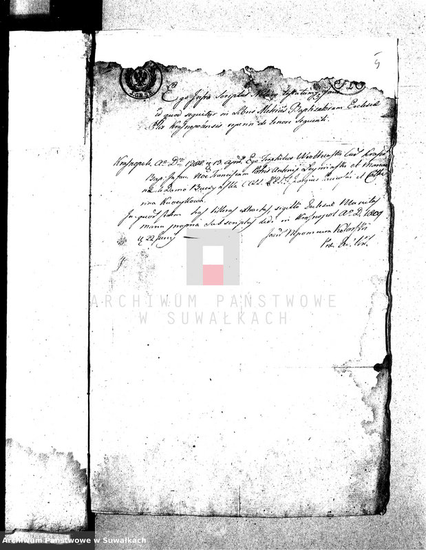 image.from.unit.number "Dowody do Akt Małżeństwa Gminy Wigierskiey od dnia 1-o Maja 1809 do dnia ostatniego kwietnia 1810 Roku."