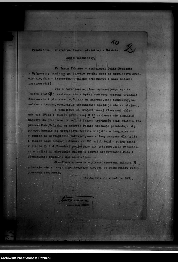 Obraz 14 z jednostki "Zatwierdzenie projektu przebudowy i rozbudowy Rzeźni Miejskiej w Środzie nr 478 własność Magistratu miasta Środy"