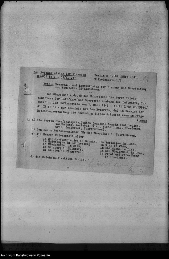 Obraz 15 z jednostki "Umbauten des Hotels de Rome in Posen, des Deutschen Schlosses, des Erholungsheimes der Reichsstatthalterei in Strohfelde, der Gauhalle und des Gauhotels"