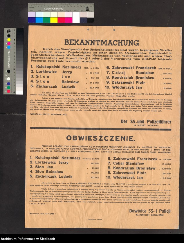 Obraz 3 z kolekcji "Afisze okupacyjne powiatu siedleckiego 1939-1944111"