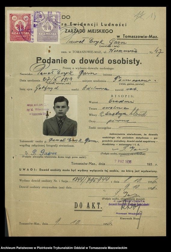 image.from.unit.number "Dowodów osobistych od nr 1334 do 1550. Tom VIII"