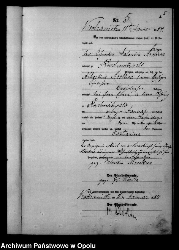 image.from.unit.number "Urząd Stanu Cywilnego Kochaniec Księga urodzeń rok 1884"