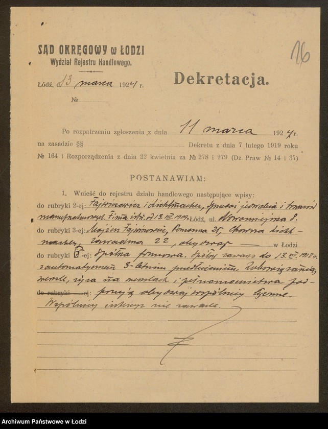 Obraz 18 z jednostki "Fajwiszowicz i Lichtmacher- sprzedaż manufaktury i jedwabiu"