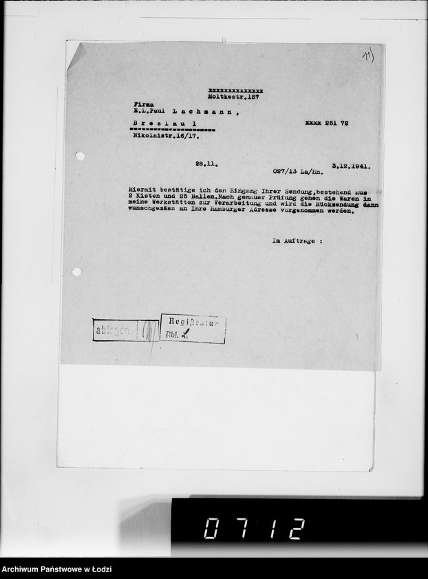 Obraz 17 z jednostki "[Korespondencja z urzędami, instytucjami i firmami] Lit.Lo-Lod."