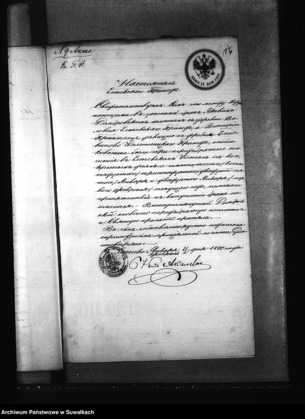 Obraz 20 z jednostki "Aneksa prinadležaščija knigam Brakosočetanija Prichoda Kaletnik za 1880 god."