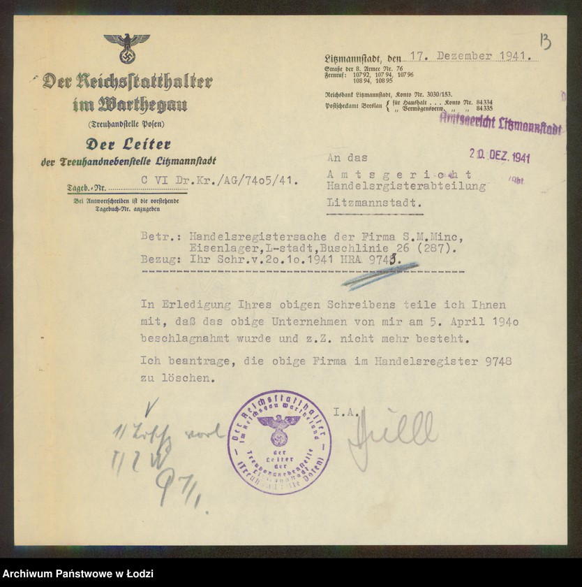 Obraz 15 z jednostki "Szlama Majer Minc- sprzedaż żelaza"