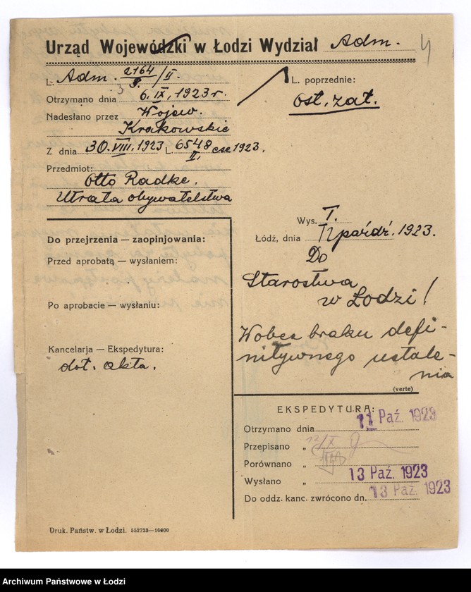 Obraz 6 z jednostki "Nadanie obywatelstwa 2060-8430, 222-429"