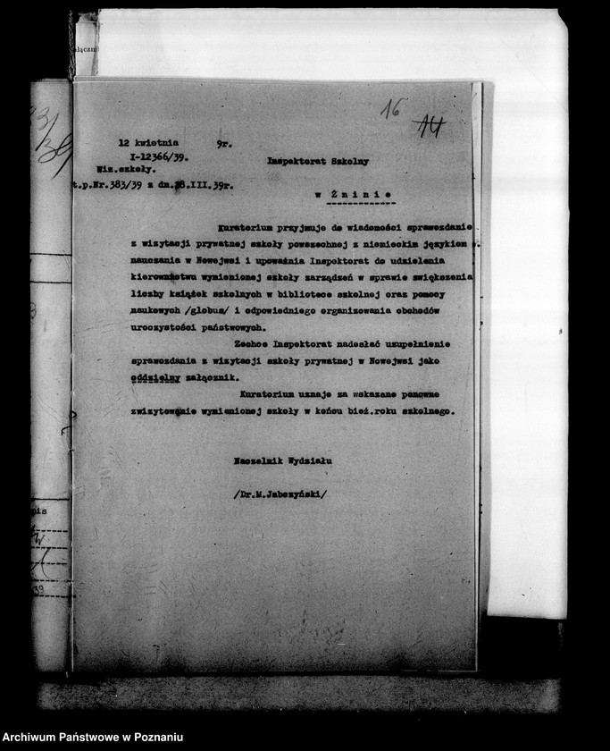 Obraz 19 z jednostki "Prywatna Szkoła Powszechna z niemieckim językiem nauczania w Nowejwsi powiat Żnin"