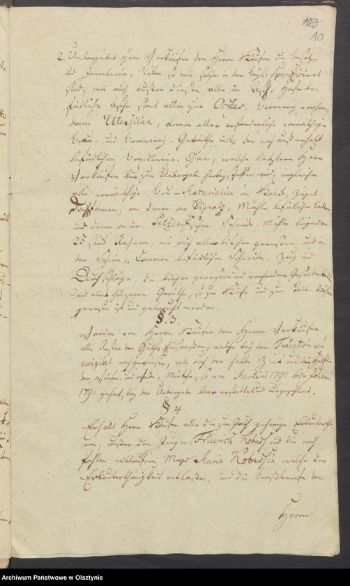 image.from.unit.number "In S. [Sachen] des v. [von] Schleinitz den Verkauf seines adelichen Guths Kirsteinsdorf [ Kiersztanowo] H. [Haupt] Amts Osterode [Ostróda] an den Lieutenant v. [von] Oelsnitz auf Plowenzin in Westpreussen"
