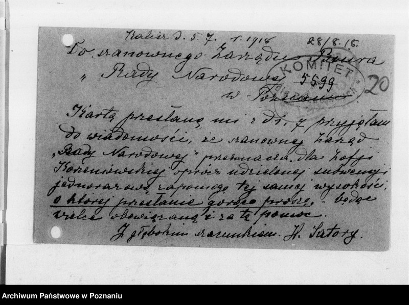 Obraz 20 z jednostki "Korespondencja różna Komitetu dla Bezdomnych uchodźców."