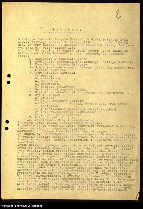 Obraz 5 z jednostki "Współdziałanie Zarządu Głównego Związku Powstańców Wielkopolskich z kołami na terenie miasta Poznania: 1. H.C.P. [1948-1949] 2. Czwartacy [1947-1949] 3. Dziesiątacy [1947-1949] 4. Główna [1946] 5. Górczyn [1946-1949] 6. Jeżyce [1946-1947] 7 Junikowo [1947-1949] 8. Krzyżowniki [1946-1949] 9. 4 Kompania Marynarzy [1948-1949] 10. Im. Fr. Ratajczaka [1947-1948] 11. Śródmieście [1946-1949] 12. Wilda [1947-1949] 13. Dzielnica III Zamek [1947-1949] 14. Żegrze [1947-1949]"