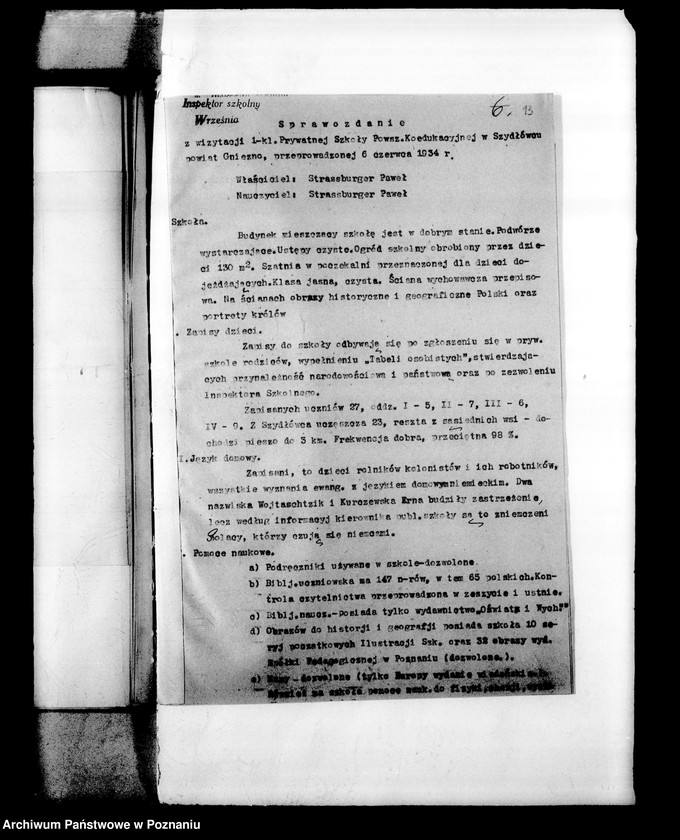 Obraz 17 z jednostki "Prywatna Szkoła Powszechna z niemieckim językiem nauczania Szydłowiec powiat Gniezno"