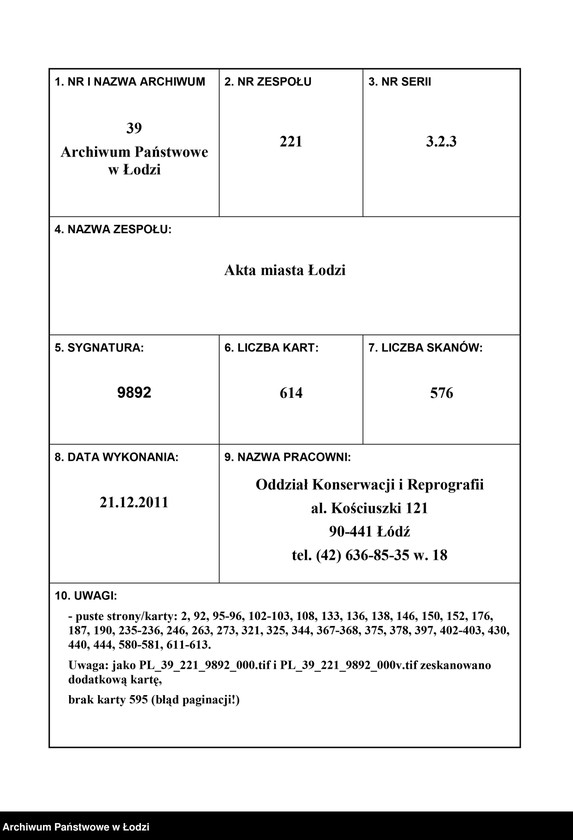 Obraz 3 z jednostki "Księga ludności stałej Łódź - cyrkuł I nr 73-120"