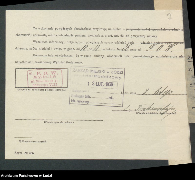 image.from.unit.number "Księga inwentarzowa nieruchomości m. Łodzi ul. Składowa"