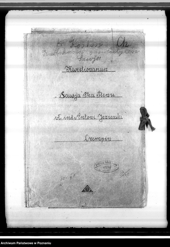 Obraz 4 z jednostki "Kwestionariusz "Sawja" Fabryka tlenu A. Jezierskiego w Czempiniu"