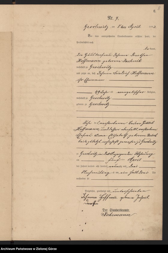 Obraz 10 z jednostki "Sterbe-Haupt-Register"