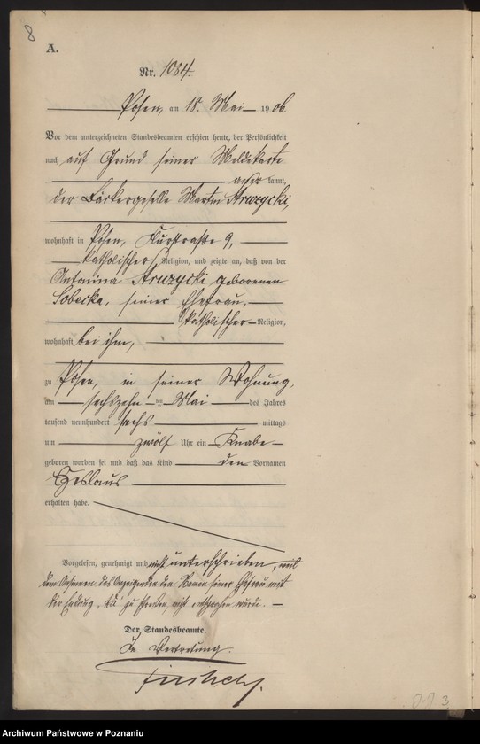 Obraz 10 z jednostki "Księga miejscowa urodzeń tom III"