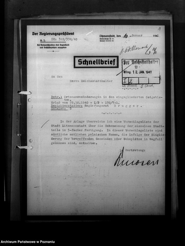 Obraz 5 z jednostki "Ortsnamenänderung - Litzmannstadt - Stadt (miasto Łódź)"