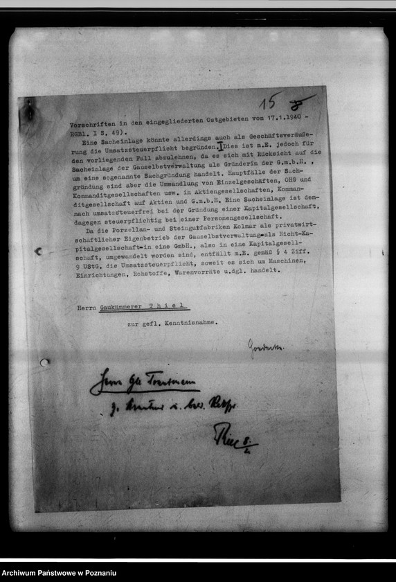 Obraz 19 z jednostki "Umsatzsteuerpflicht bei der Einbringung der Porzellan- und Steingutfabriken Kolmar in die G.m.B.H."