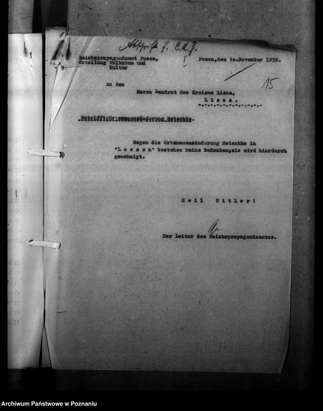 Obraz 19 z jednostki "Ortsnamenänderung - Kreis Lissa (Leszno)"