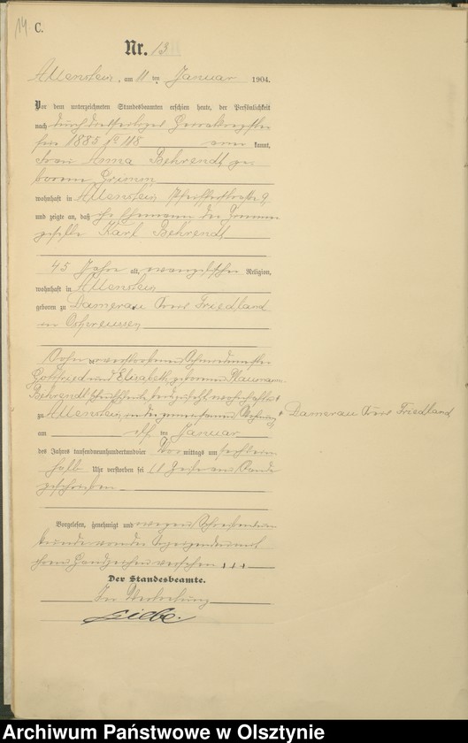 image.from.unit.number "Sterbe-Haupt-Register Tom I, Nr 1 - 398"