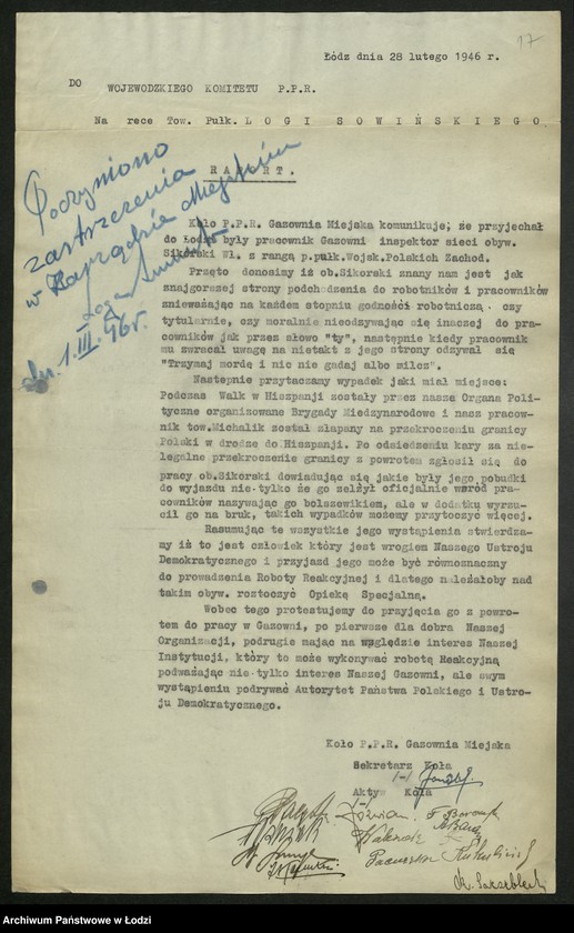 Obraz 18 z jednostki "Korespondencja [I sekretarza; skargi, dyrektywy, zaświadczenia]"