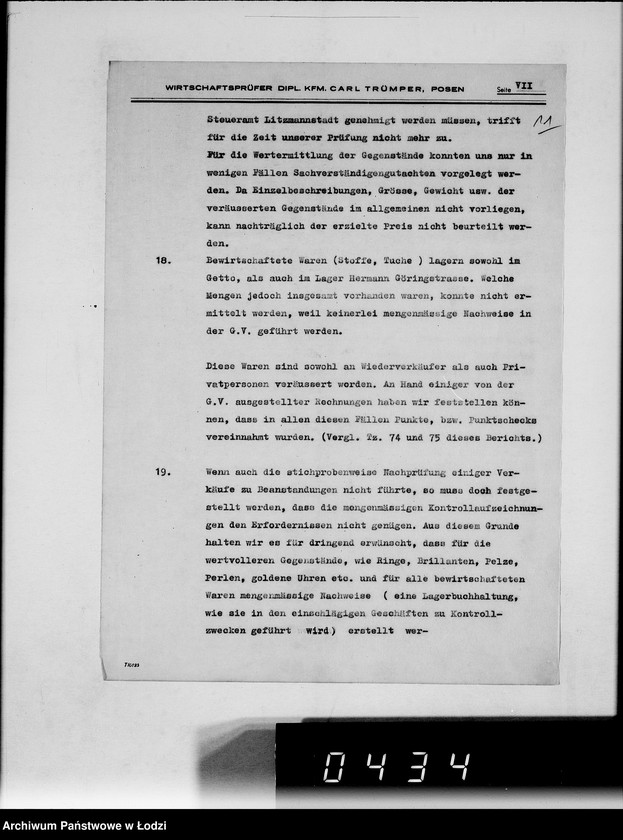 Obraz 15 z jednostki "Bericht über die Prüfung bei der Gettoverwaltung-Litzmannstadt."