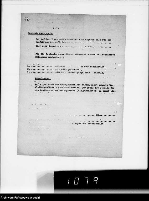 Obraz 16 z jednostki "Kriegsauftrag J.S 374 94 Patronentaschen [dla Heeresbekleidungsamt Litzmannstadt]"