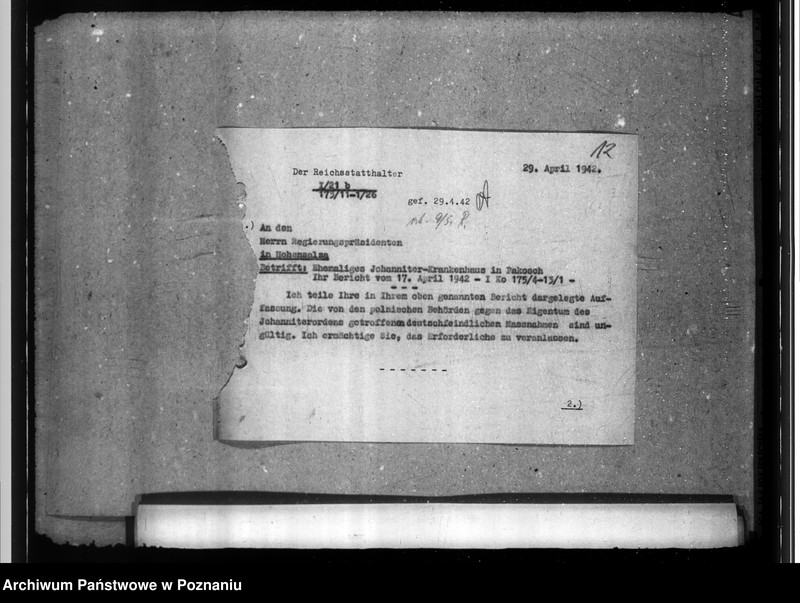 Obraz 16 z jednostki "Finanzsachen des Kreises Mogilno. Ehemaliger Johanniter Krankenhaus in Pakosch. Leistungen der Kreise an die Partei"