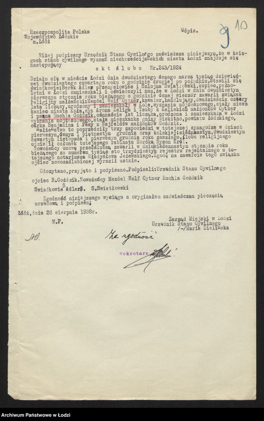 Obraz 12 z jednostki "Mojżesz Goździk, Beniamin Goździk, Abram Jakub Goździk, Mendel Wolf Cytner- sprzedaż manufaktury"