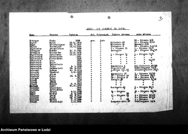 Obraz 6 z jednostki "[Alfabetyczny spis mieszkańców getta. Litera U]"