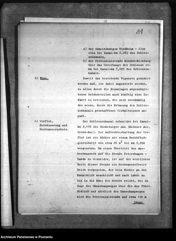 Obraz 15 z jednostki "Wasserstrassendirektion Hannover. Neubauamt für die Kanalisierung der Mitteweser Minden i. W. Staustufe Petershagen. Ausbauverfahren"