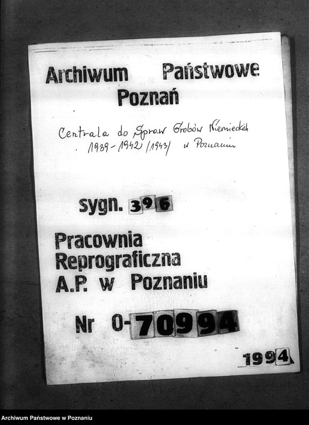 Obraz 1 z jednostki "Kreis Ostrowo (Ostrów Wielkopolski). Wykaz miejscowych Niemców, którzy zginęli w 1939 roku"