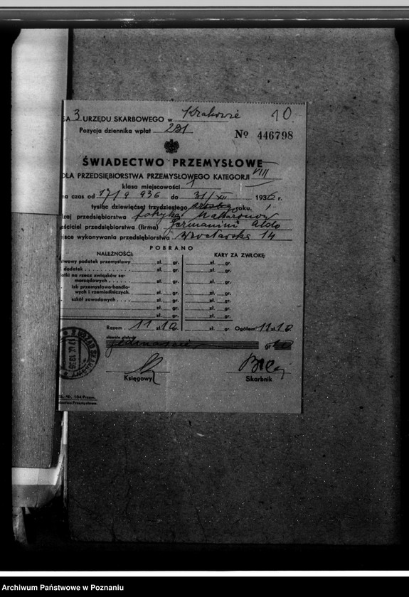image.from.unit.number "Zatwierdzenie zakładu przemysłowego /fabryki makaronu/  Aldo- Germanini i Spółka w Poznaniu"