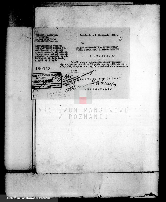 Obraz 6 z jednostki "Wyłączenie z art.4 i 5 ustawy o reformie rolnej powiatu szubińskiego sprawy ogólne"