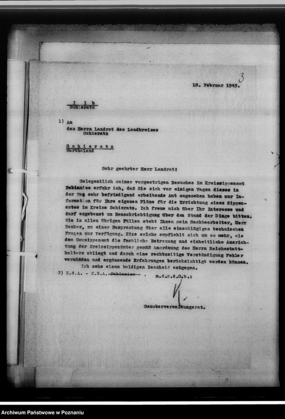 Obraz 7 z jednostki "[Korespondencja w sprawach organizacyjnych], Kreissippenamt Schieratz [Sieradz]"
