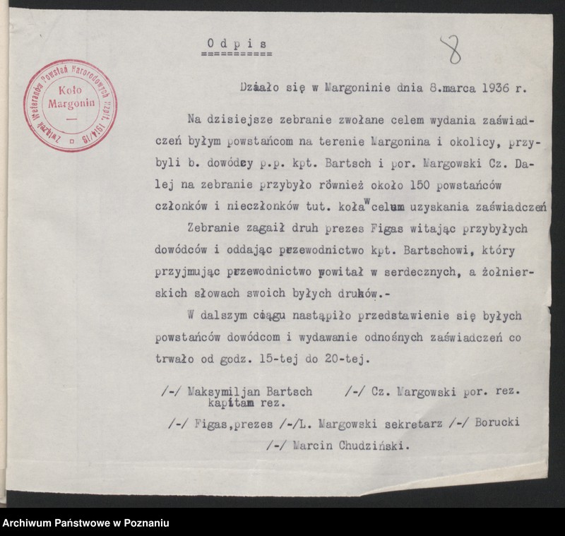 Obraz 13 z jednostki "Margonin, powiat Chodzież - akta koła."