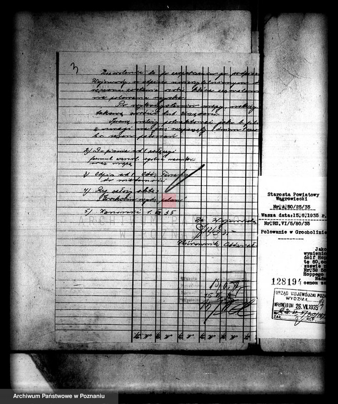 Obraz 7 z jednostki "/Majątek Grocholin prawo polowania na gruntach wykupionych/"