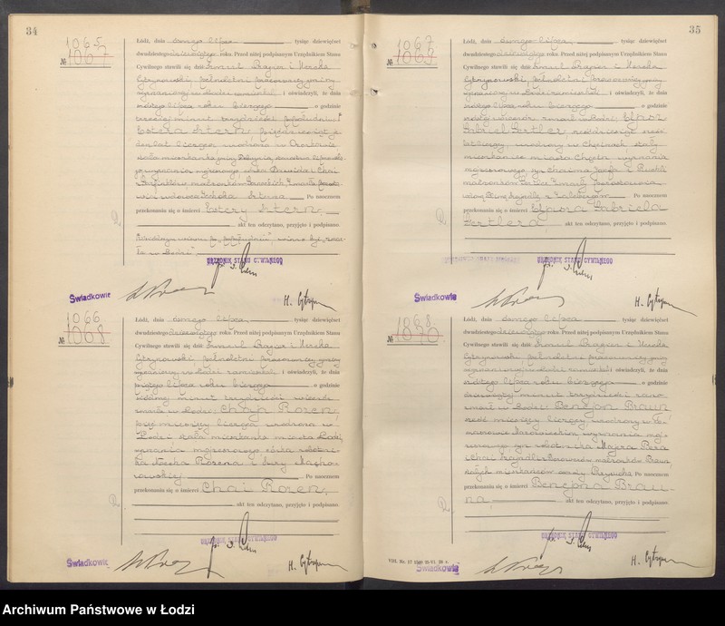 Obraz 20 z jednostki "Akta zgonów od numeru 999 do numeru 1969"