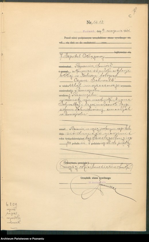 Obraz 19 z jednostki "Księga miejscowa zgonów tom III [Rejestr główny zgonów]"