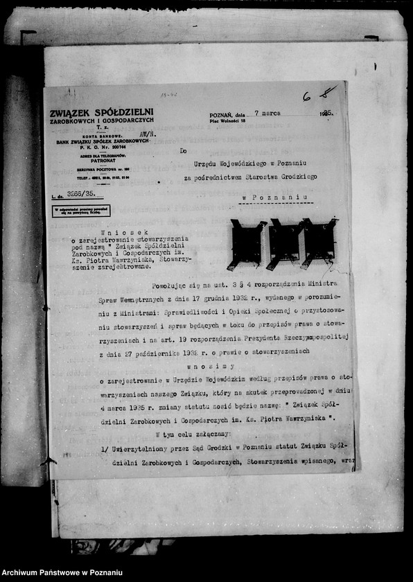 Obraz 10 z jednostki "/Związek Spółdzielni Zarobkowych i Gospodarczych im. ks. Piotra Wawrzyniaka w Poznaniu/"