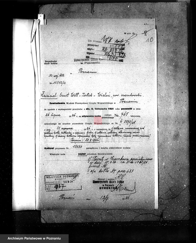 Obraz 14 z jednostki "Tartak E. Witta w Wieleniu pow. czarnkowski kocioł nr woj. 633"