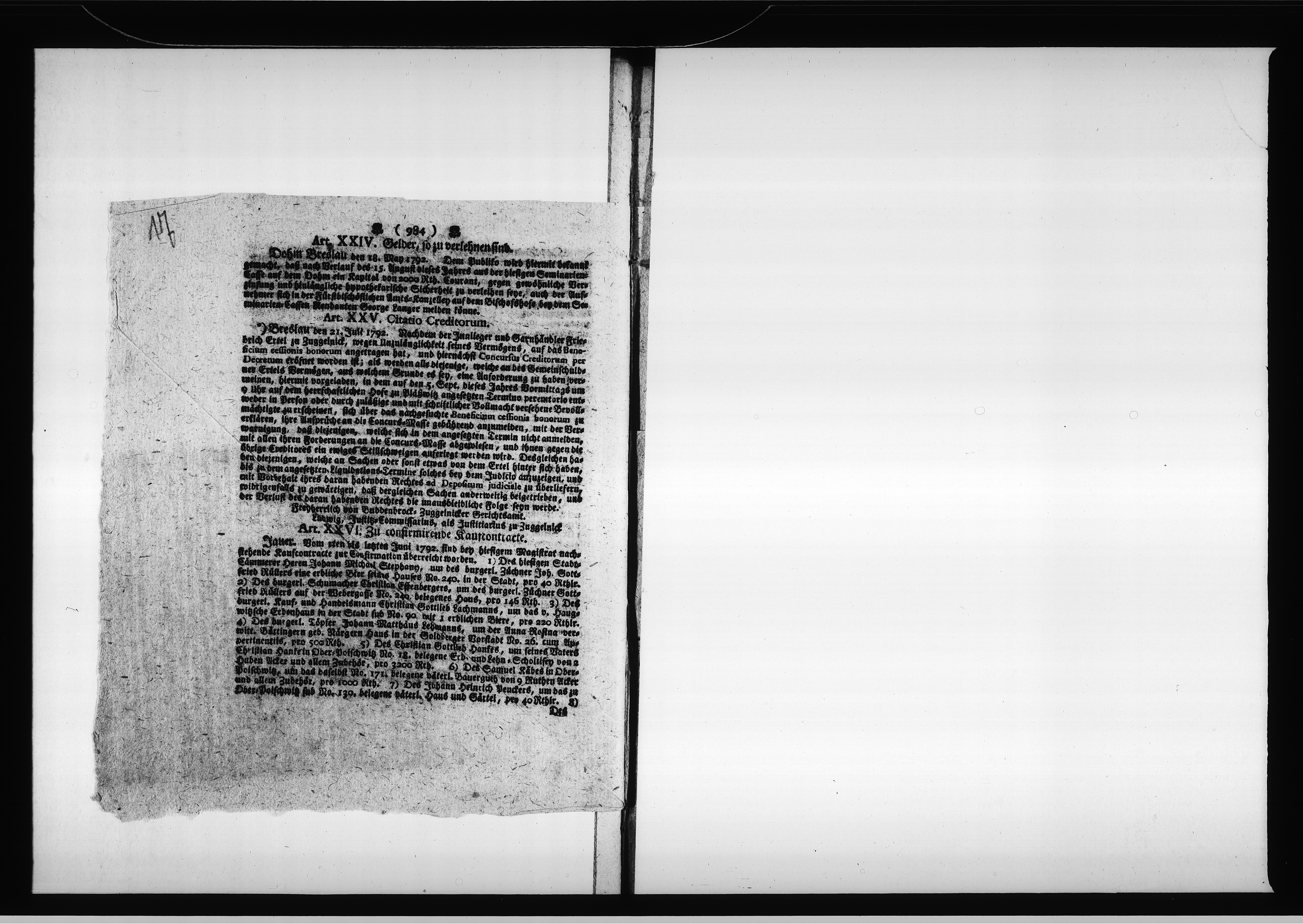 Obraz 17 z jednostki "Acta die Verpachtung derer Städtischen und Hospital Acker=Stücken betreffend. Vom 1792 bis März 1798 und von 1798 bis 1804 [...] Vol. III"