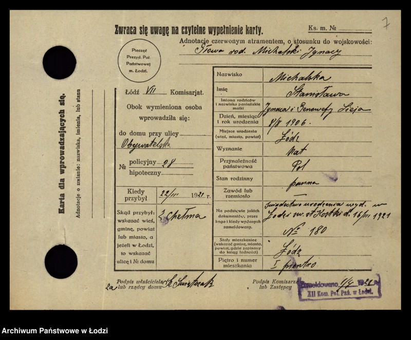 Obraz 9 z jednostki "[Spis ludności Łodzi] Michalski - Michałowicz"