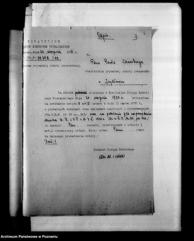 Obraz 8 z jednostki "Prywatna Szkoła Powszechna z niemieckim językiem nauczania Szydłowiec powiat Gniezno"