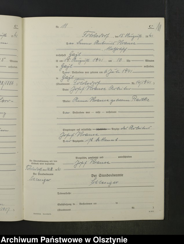 image.from.unit.number "Sterbe-Buch /Zweitschrift/ Nr 1 - 20"