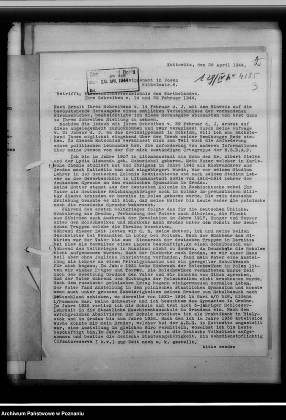 Obraz 7 z jednostki "[Kwerenda genealogiczna - dotyczy Paula Zielke z Katowic]"